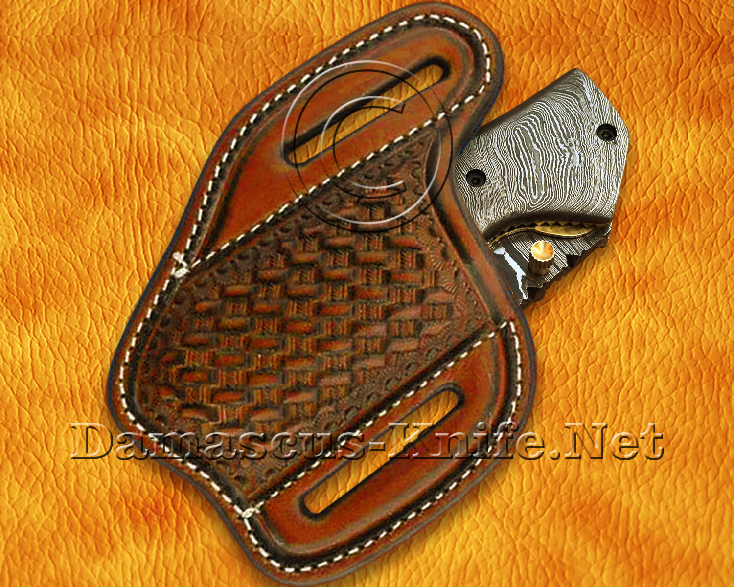 Custom Handmade Damascus Steel Folding Knife - Bone & Horn - FK769