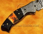 Custom Handmade Damascus Steel Folding Knife - Bone & Horn - FK769