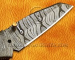 Custom Handmade Damascus Steel Folding Knife - Bone & Horn - FK769