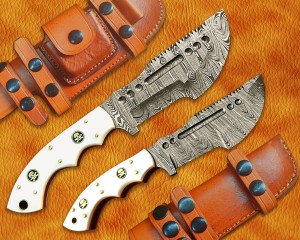 Damascus Artisan Multi-Purpose Kitchen Knife Duo - White Corian TK919A