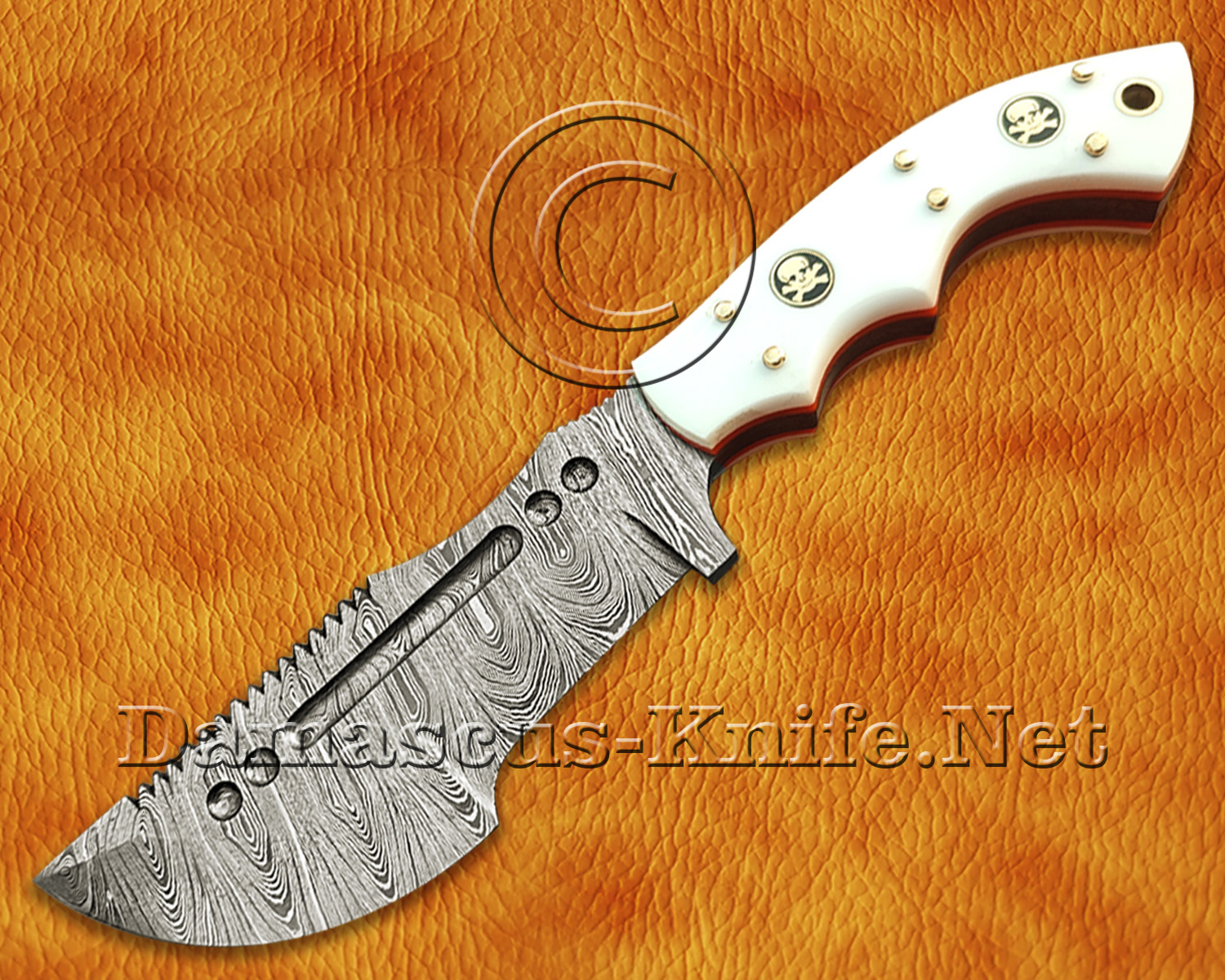 Damascus Artisan Multi-Purpose Kitchen Knife Duo - White Corian TK919A