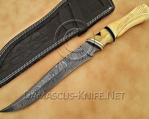 Handmade Damascus Steel Outdoor Field-Utility Implement - Carved Bone - CK883