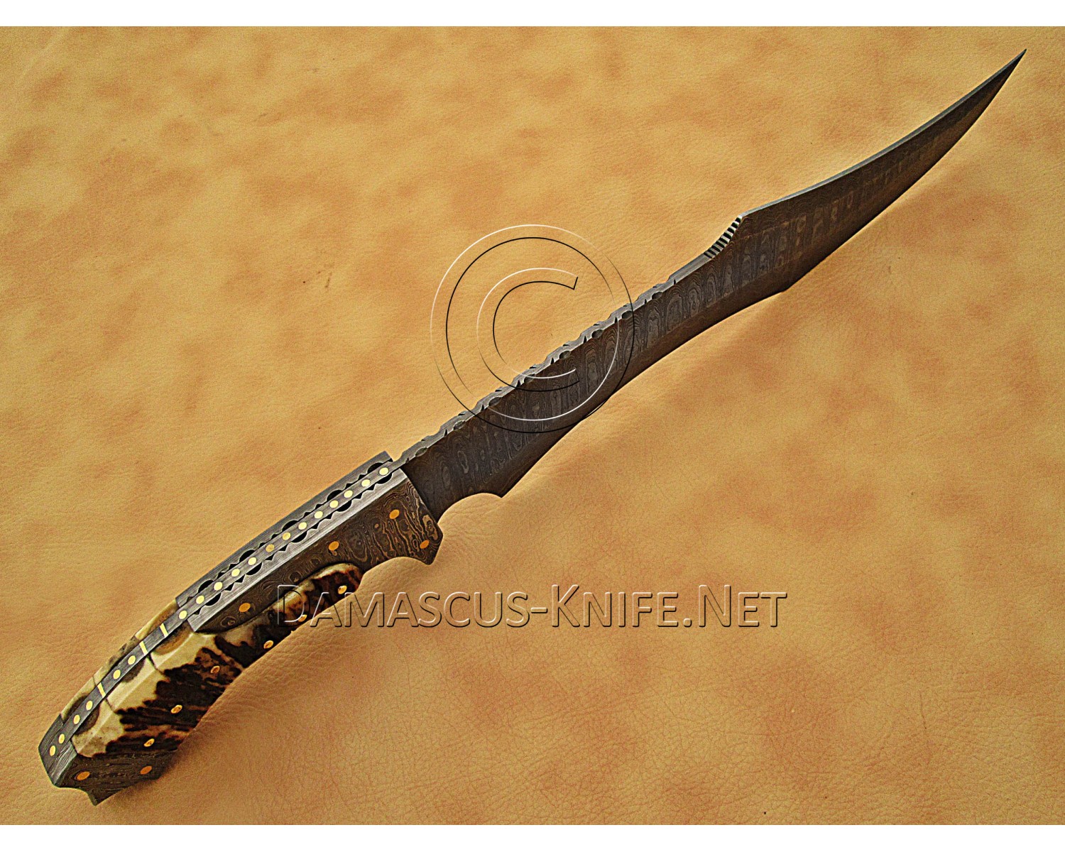 Artisan Damascus 17 inch Stag Kitchen Chef Knife CK885 Artisan Damascus 17 inch Stag Kitchen Chef Knife CK885