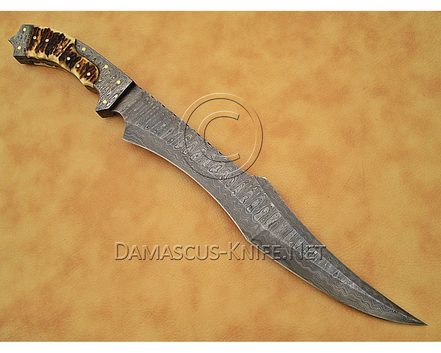 Artisan Damascus 17 inch Stag Kitchen Chef Knife CK885 Artisan Damascus 17 inch Stag Kitchen Chef Knife CK885