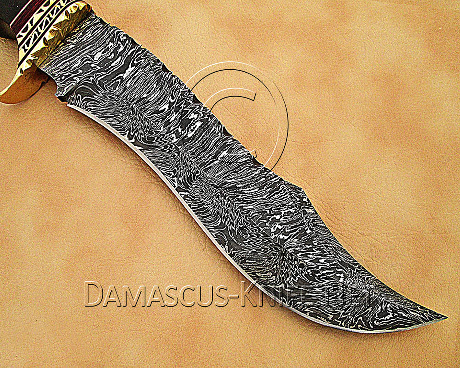 13" Damascus Artisan Prep Kitchen Knife - Horn & Brass CK887