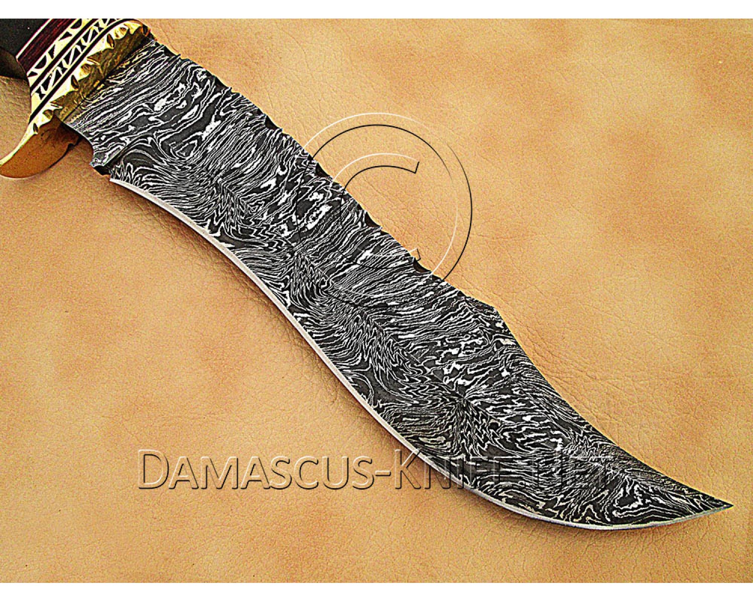 13" Damascus Artisan Prep Kitchen Knife - Horn & Brass CK887 13" Damascus Artisan Prep Kitchen Knife - Horn & Brass CK887