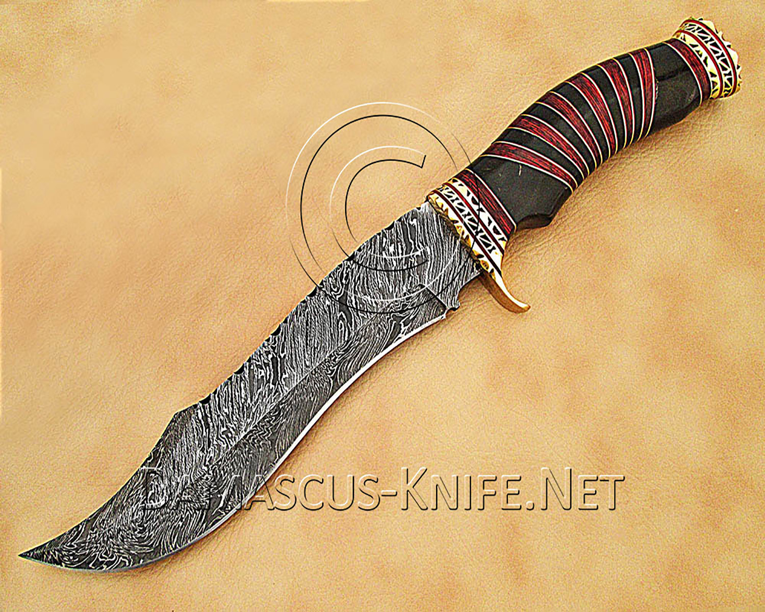 13" Damascus Artisan Prep Kitchen Knife - Horn & Brass CK887