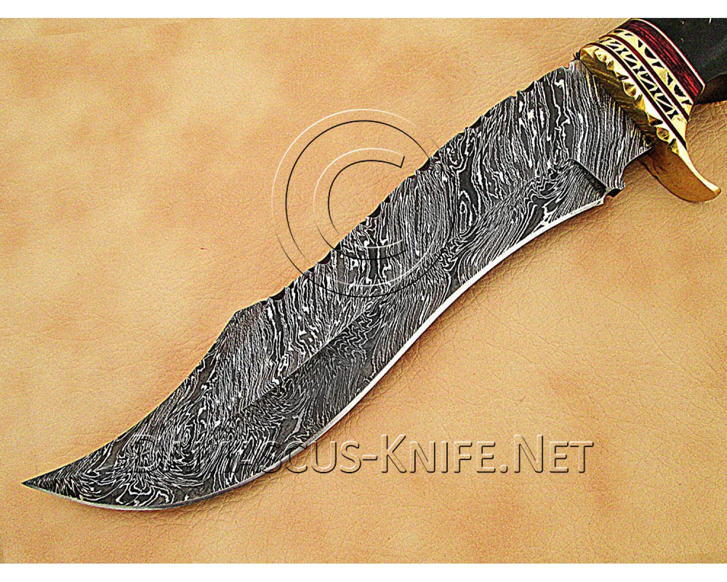13" Damascus Artisan Prep Kitchen Knife - Horn & Brass CK887 13" Damascus Artisan Prep Kitchen Knife - Horn & Brass CK887