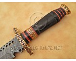 15" Damascus Artisan Prep Kitchen Knife - Horn & Brass CK888 15" Damascus Artisan Prep Kitchen Knife - Horn & Brass CK888