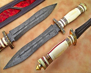 15" Damascus Twist Artisan Prep Kitchen Knife - Bone & Brass CK890