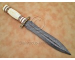 15" Damascus Twist Artisan Prep Kitchen Knife - Bone & Brass CK890