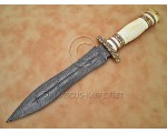 15" Damascus Twist Artisan Prep Kitchen Knife - Bone & Brass CK890