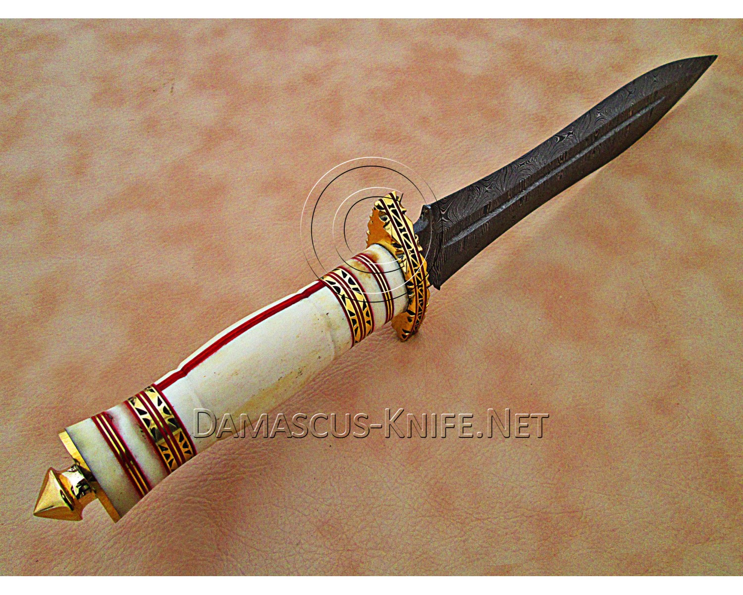 15" Damascus Twist Artisan Prep Kitchen Knife - Bone & Brass CK890