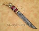 13" Damascus Raindrop Artisan Prep Kitchen Knife - Ram Horn CK891 13" Damascus Raindrop Artisan Prep Kitchen Knife - Ram Horn CK891