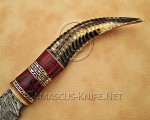 13" Damascus Raindrop Artisan Prep Kitchen Knife - Ram Horn CK891 13" Damascus Raindrop Artisan Prep Kitchen Knife - Ram Horn CK891