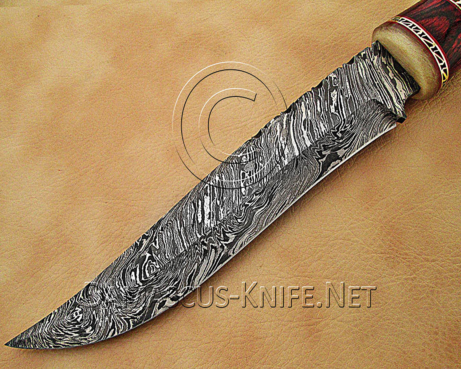 13" Damascus Raindrop Artisan Prep Kitchen Knife - Ram Horn CK891 13" Damascus Raindrop Artisan Prep Kitchen Knife - Ram Horn CK891