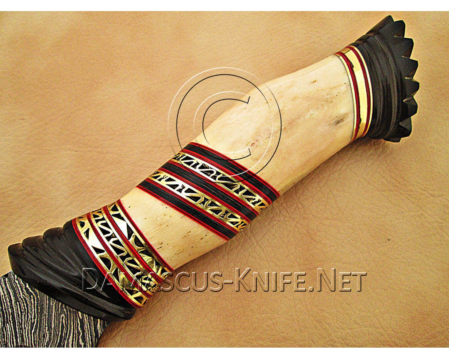 13" Damascus Steel Artisan Chef Implement - Bone & Horn Accents CK892