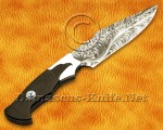 11" Damascus Feather Artisan Prep Kitchen Knife - Eagle Handle CK963
