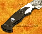 11" Damascus Feather Artisan Prep Kitchen Knife - Eagle Handle CK963