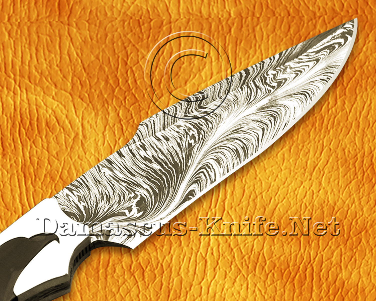 11" Damascus Feather Artisan Prep Kitchen Knife - Eagle Handle CK963