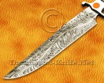 15" Damascus Feather Artisan Prep Kitchen Knife - Wolf Handle CK964