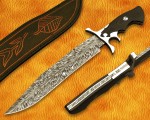 17.5" Damascus Feather Artisan Prep Kitchen Knife - Lion Handle CK965