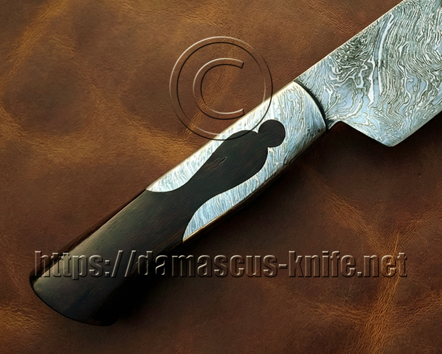 Artisan Damascus Full Integral Culinary Implement - Ironwood Keyhole Handle - CK660