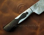 Artisan Damascus Full Integral Culinary Implement - Ironwood Keyhole Handle - CK660
