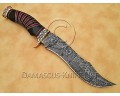Hand-Forged 13" Damascus Full Tang Artisan Field-Utility Implement - Horn &amp; Brass - CK887