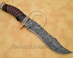 Hand-Forged 13" Damascus Full Tang Artisan Field-Utility Implement - Horn &amp; Brass - CK887