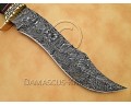 Hand-Forged 13" Damascus Full Tang Artisan Field-Utility Implement - Horn &amp; Brass - CK887