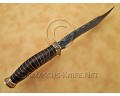 Hand-Forged 13" Damascus Full Tang Artisan Field-Utility Implement - Horn &amp; Brass - CK887