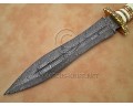 Hand-Forged Damascus Artisan Field-Utility Implement - Twist Pattern & Brass File-work - CK890