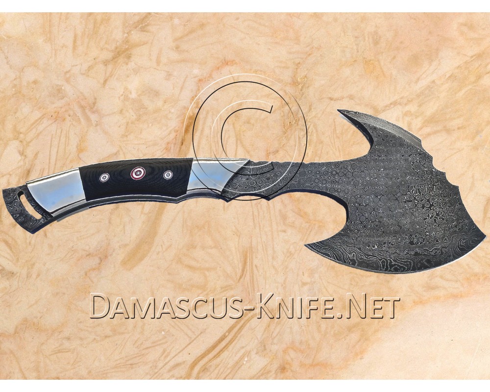Custom Handmade Damascus Steel Outdoor Tomahawk Axe - G10 Handle - TA101