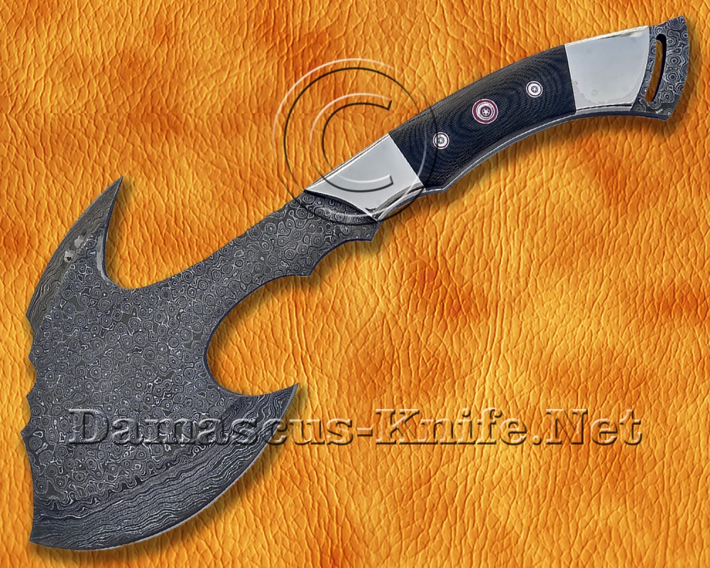 Custom Handmade Damascus Steel Outdoor Tomahawk Axe - G10 Handle - TA101