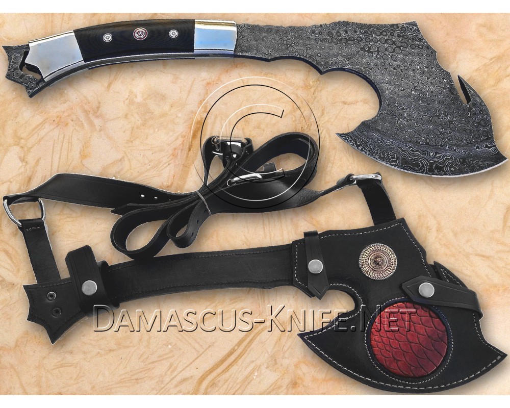 Custom Handmade Damascus Steel Outdoor Tomahawk Axe - G10 Handle - TA102 Custom Handmade Damascus Steel Outdoor Tomahawk Axe - G10 Handle - TA102