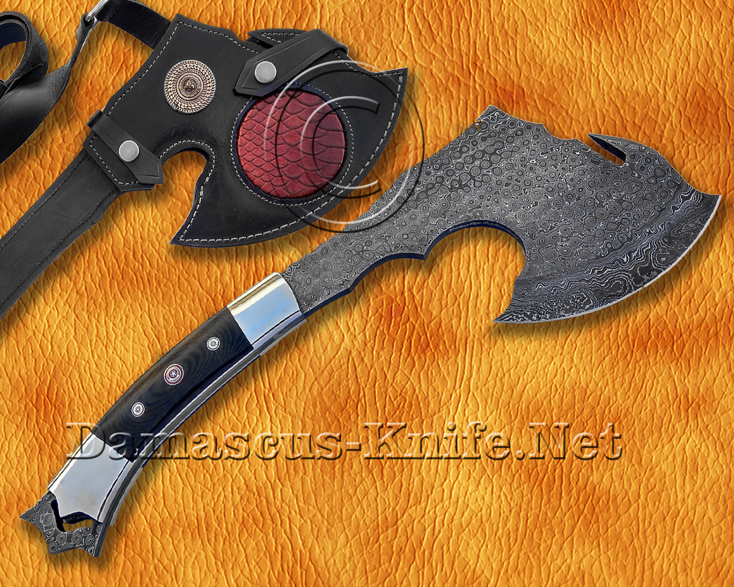 Custom Handmade Damascus Steel Outdoor Tomahawk Axe - G10 Handle - TA102