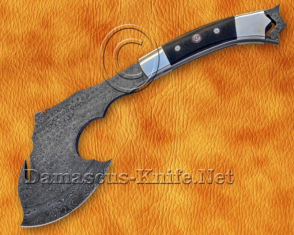 Custom Handmade Damascus Steel Outdoor Tomahawk Axe - G10 Handle - TA102 Custom Handmade Damascus Steel Outdoor Tomahawk Axe - G10 Handle - TA102