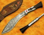Handmade Full Integral Damascus Field-Utility Implement - Integral Bolster &amp; Mosaic Pins - CK1060