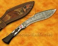 Custom Handmade Damascus Steel Outdoor Kukri Knife - Ironwood Handle - CK1060
