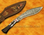 Handmade Full Integral Damascus Field-Utility Implement - Integral Bolster &amp; Mosaic Pins - CK1060