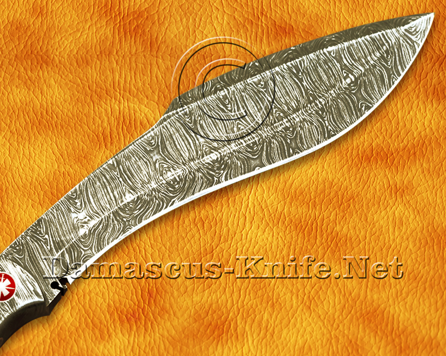 Handmade Full Integral Damascus Field-Utility Implement - Integral Bolster &amp; Mosaic Pins - CK1060