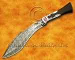 Handmade Full Integral Damascus Field-Utility Implement - Integral Bolster &amp; Mosaic Pins - CK1060