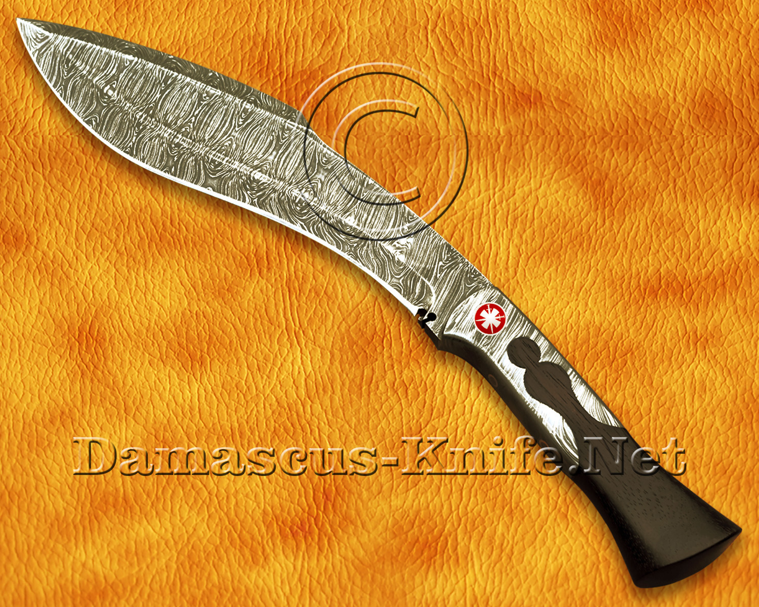Handmade Full Integral Damascus Field-Utility Implement - Integral Bolster &amp; Mosaic Pins - CK1060