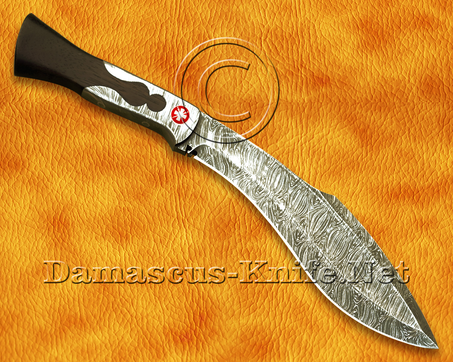 Handmade Full Integral Damascus Field-Utility Implement - Integral Bolster &amp; Mosaic Pins - CK1060