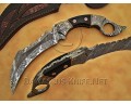 Custom Handmade Damascus Steel Outdoor Hawkbill Knife - Micarta Handle - CK720