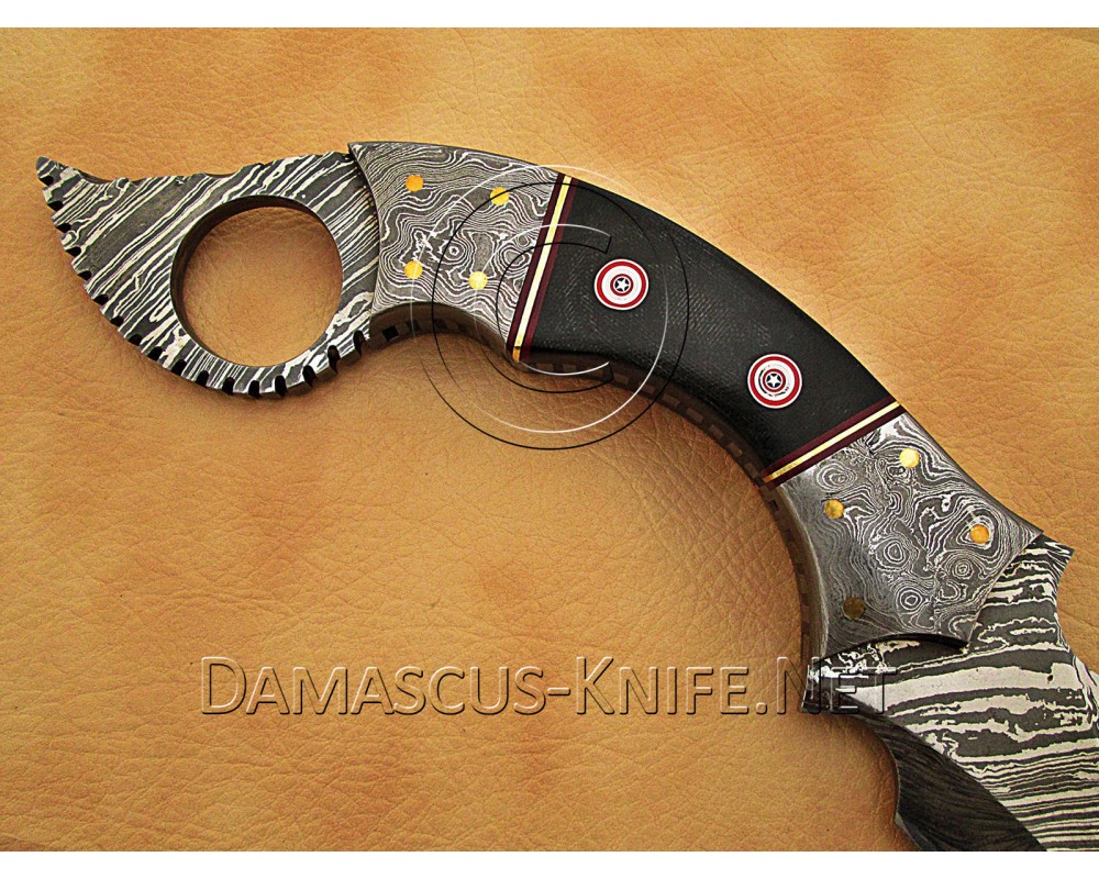 Custom Handmade Damascus Steel Outdoor Hawkbill Knife - Micarta Handle - CK720