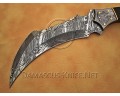 Custom Handmade Damascus Steel Outdoor Hawkbill Knife - Micarta Handle - CK720