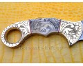 Custom Handmade Damascus Steel Outdoor Hawkbill Knife - Scrimshaw Bone Handle - CK721