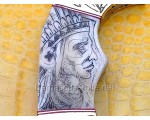 Handmade Damascus Steel Scrimshaw Curved Field-Utility Implement - Bone &amp; Brass - CK721